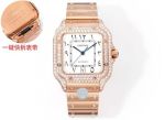 THB Factory Cartier Santos Middle East Version Tape Rose gold steel case with White diamonds diameter 39.8mm watch